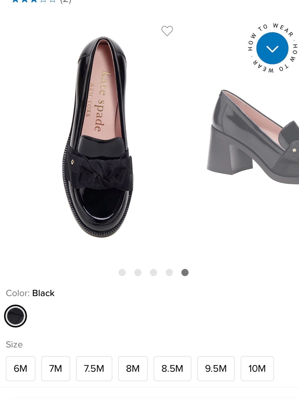 kate spade Black Patent Bow Block Heel Loafers